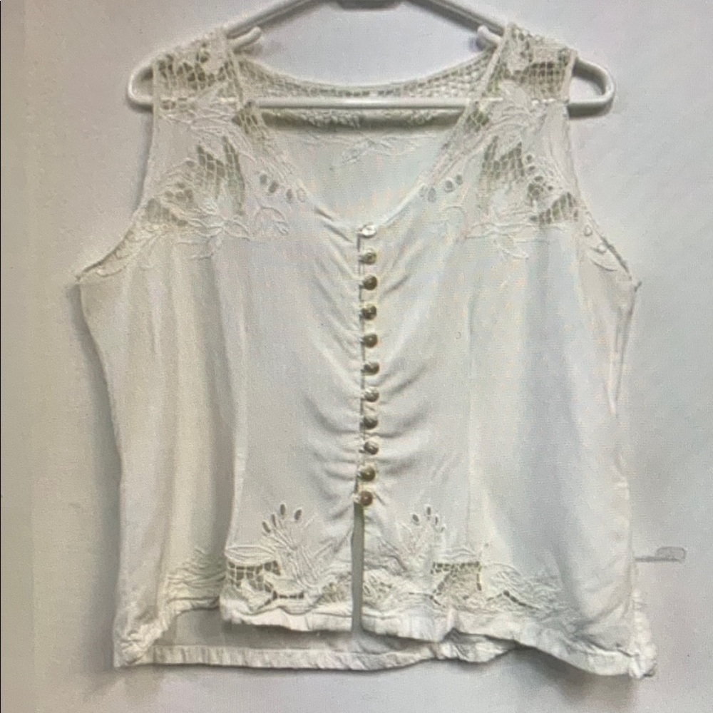 Elegant White Lace Button-Up Top